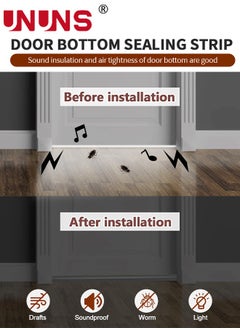 UNUNS Double Door Draft Stopper,3-Piece 37 Inch Under Door Draft Stopper,Insulator Door Sweep,Window Breeze Blocker Adjustable Door Sweeps,Gray  - Image 4