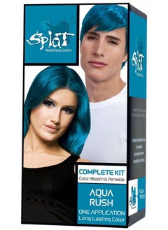 SPLAT Aqua Rush | Original Complete Blue Hair Dye Kit | Semi-Permanent | Long Lasting | Vegan and Cruelty-Free 