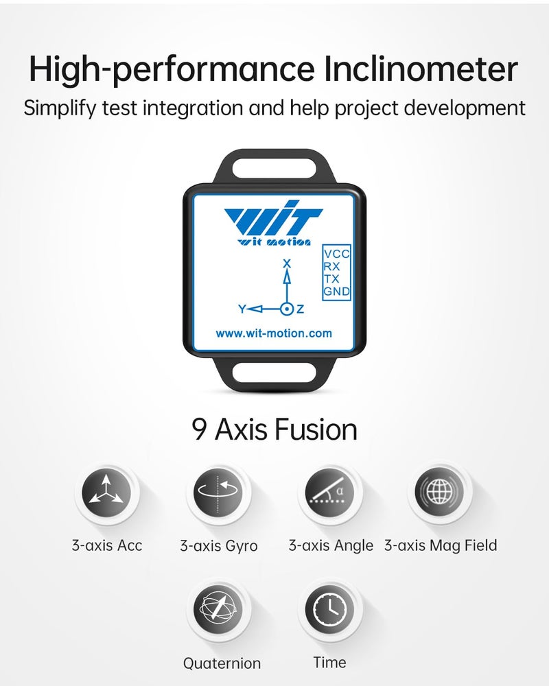 WITMOTION 【WT901C-232 9-Axis Vibration Inclinometer】 High-Stability Acceleration+Gyro+Angle (XY 0.05° Accuracy)+Digital Compass, Triaxial MPU9250 Gyroscope Sensor【Kalman Filtering】 for Arduino, Raspberry Pi - Image 2