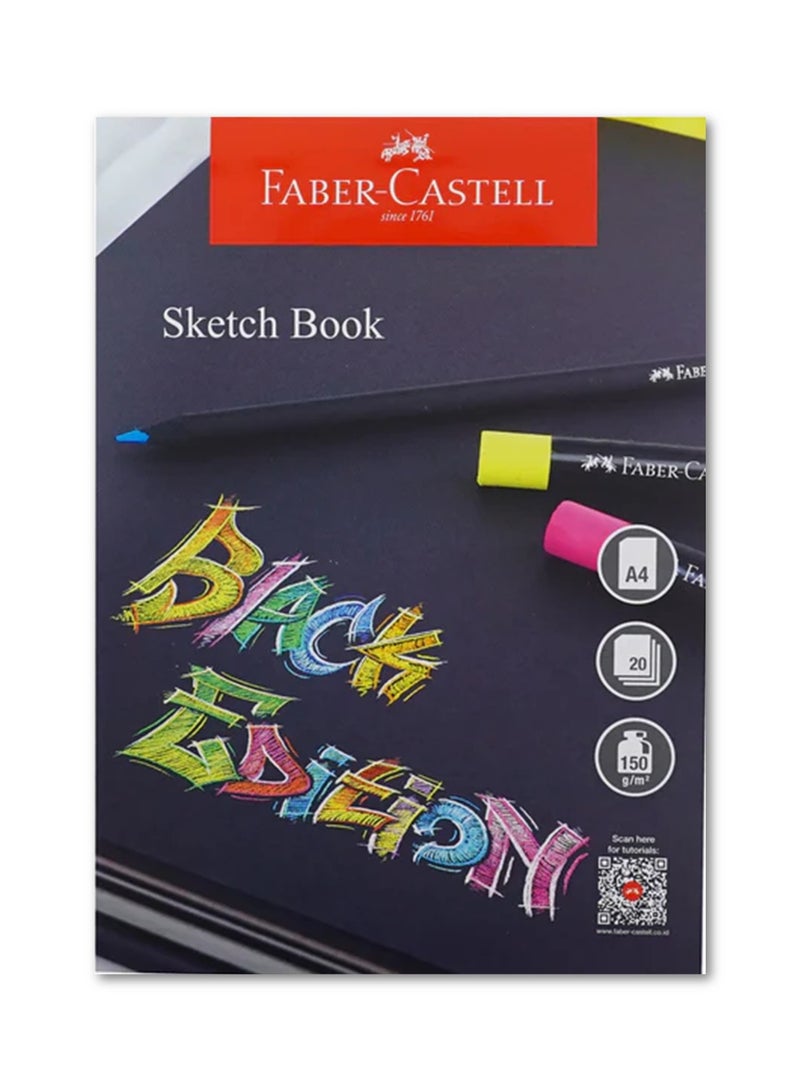 FABER-CASTELL A4 Size Black Edition Sketch Book 150gsm Thick Black Sheets - Image 1