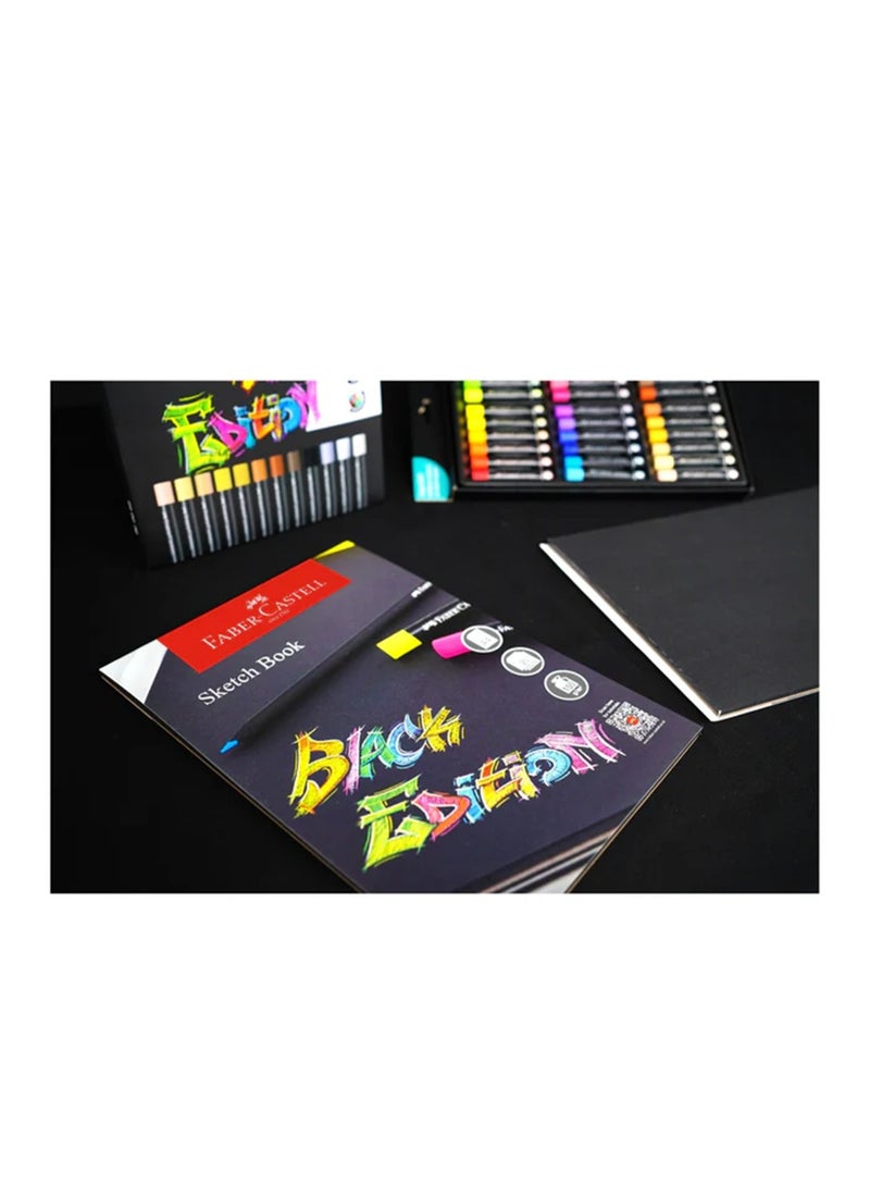 FABER-CASTELL A4 Size Black Edition Sketch Book 150gsm Thick Black Sheets - Image 2