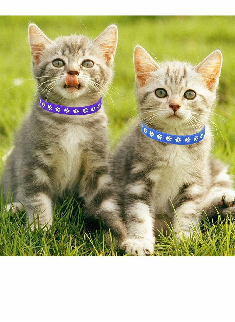 null - Collars, Adjustable Puppies ID Collars, multi-colored Identification Kittens, Footprints Collars Soft, Double Sided Fabric Pet Band, for Newborn Puppy Kittens 12Pcs - Image 1