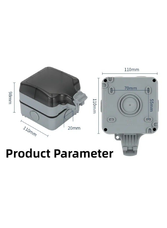 Waterproof Single Socket, Wall Power Socket, IP66 Switched Socket Cover, 13A Outdoor Wall Weatherproof Socket Cover - Image 2