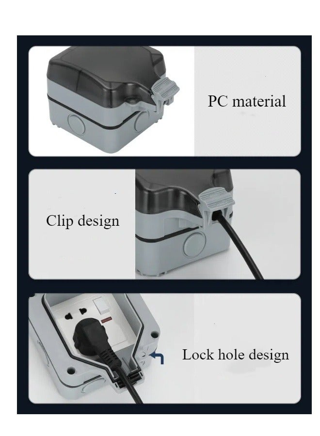 Waterproof Single Socket, Wall Power Socket, IP66 Switched Socket Cover, 13A Outdoor Wall Weatherproof Socket Cover - Image 3