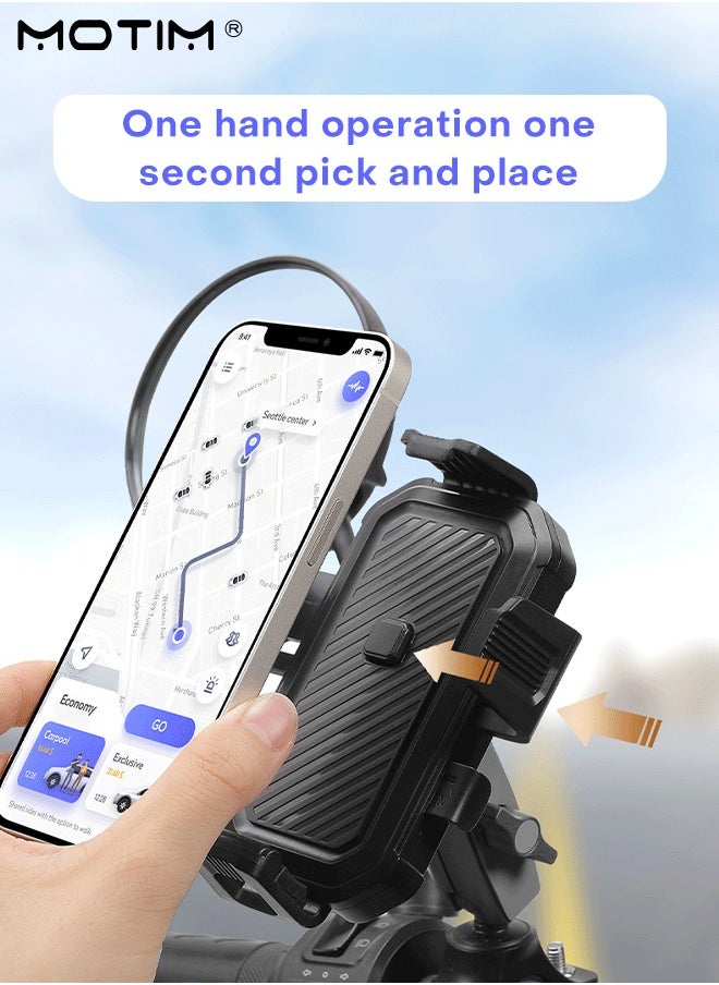 Motim Phone Holder for Bike and Motorcycle, 360 Rotating Phone Mount, Adjustable Bicycle/Motorcycle Phone Mount Handlebar Clamp for Handlebar, Universal Fits Most Phones  - Image 3