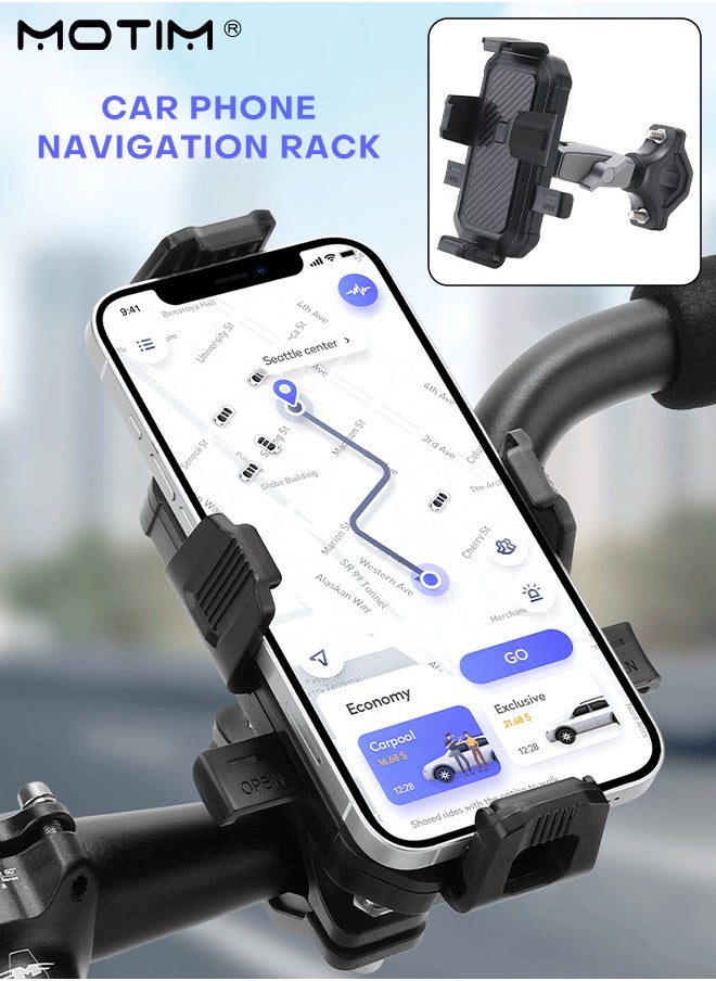 Motim Phone Holder for Bike and Motorcycle, 360 Rotating Phone Mount, Adjustable Bicycle/Motorcycle Phone Mount Handlebar Clamp for Handlebar, Universal Fits Most Phones  - Image 2