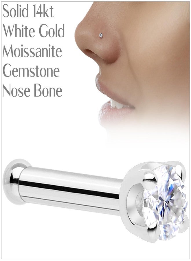 Body Candy 14k Solid Gold Nose Ring Studs -2mm Moissanite Nose Bone 18 Gauge Real White Gold Nose Ring Piercing Jewelry - 14 K Gold Nose Stud, Nose Piercings, Gold Nose Studs for Women, Men - Image 5