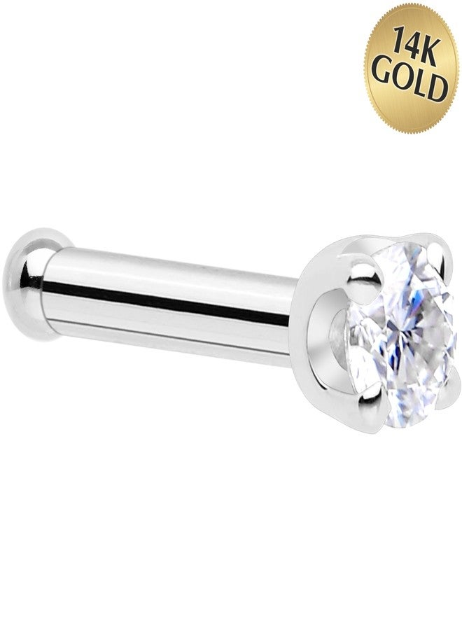 Body Candy 14k Solid Gold Nose Ring Studs -2mm Moissanite Nose Bone 18 Gauge Real White Gold Nose Ring Piercing Jewelry - 14 K Gold Nose Stud, Nose Piercings, Gold Nose Studs for Women, Men - Image 2