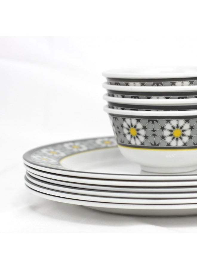 Melrich 12-Piece Melamine Dinner Set With 4X 25 Cm Dinner Plate, 4X20 Cm Soup Plate, 4 X 13 Cm Rice Bowl, Serves 4, White - Image 5
