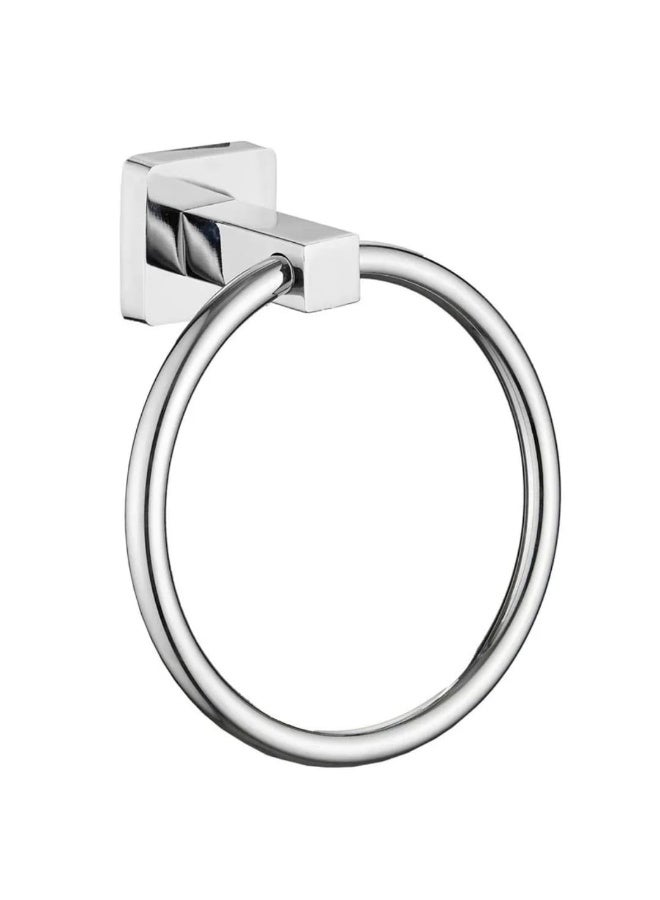 A round, wall-mounted towel rack made of stainless steel. - Image 2