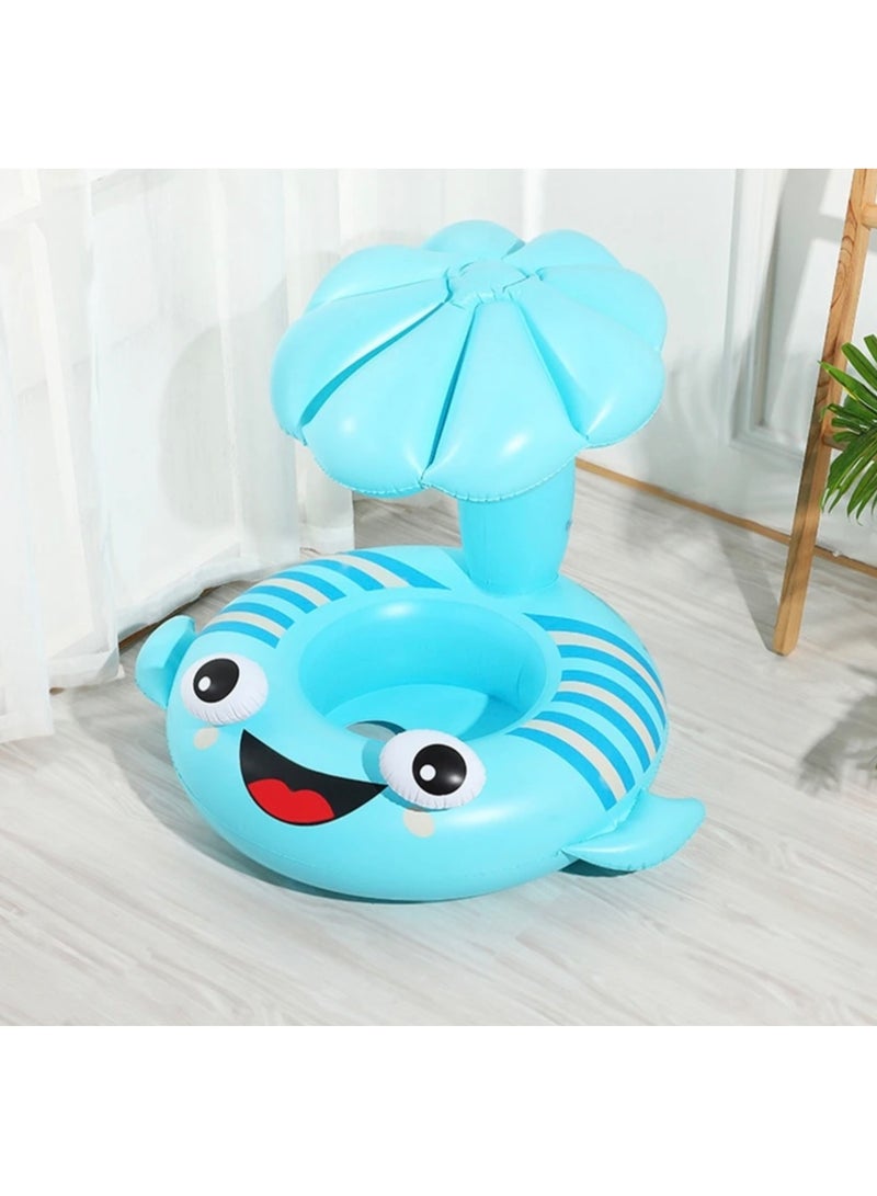 جست كواليتي دائرة سباحة قابلة للنفخ للأطفال على شكل سمكة كرتونية متينة وخفيفة الوزن، عوامة سباحة دائرية - Image 1