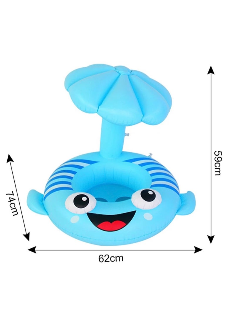 جست كواليتي دائرة سباحة قابلة للنفخ للأطفال على شكل سمكة كرتونية متينة وخفيفة الوزن، عوامة سباحة دائرية - Image 4