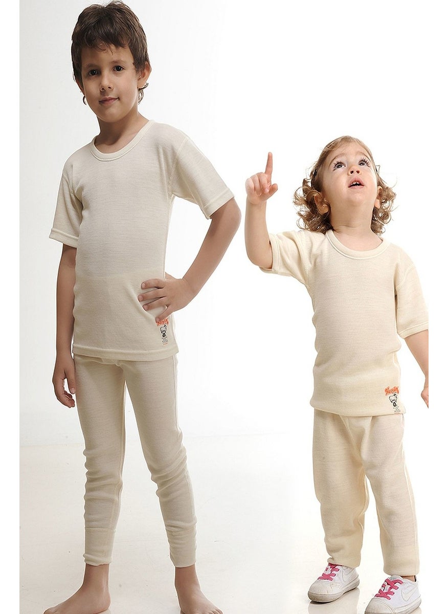 Hasyün 550 Children's Long Wool Thermal Frost-Cream  - Image 2