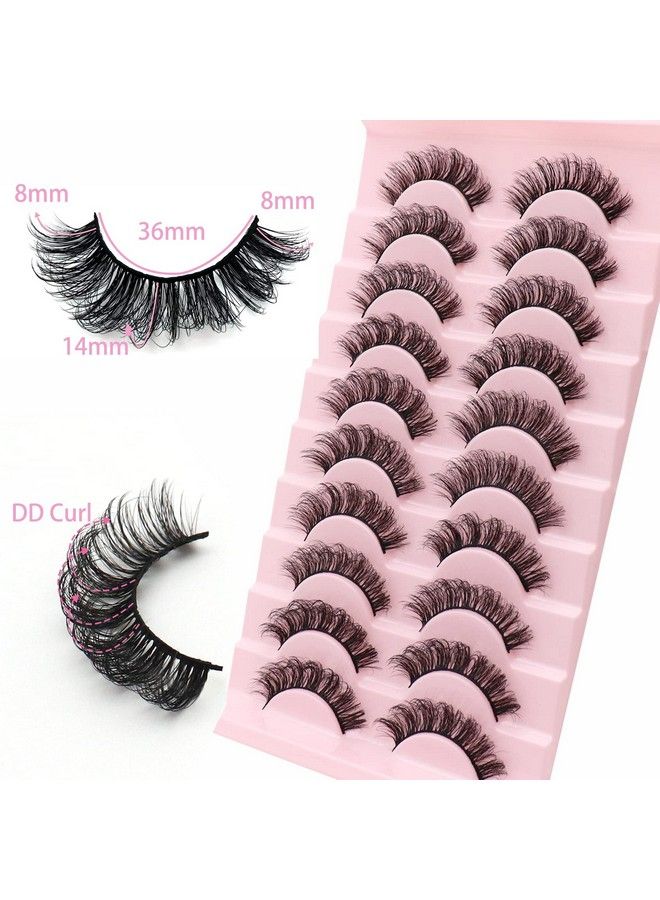 Losha Eyelashes Russian Strip Lashes Wispy Cute False Eyelashes Natural Look Like Lash Extension 10 Pairs One Pack (D03) - Image 5