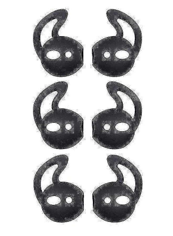 غطاء أذن ALXCD بخطاف أذن متوافق مع سماعات AirPods MMEF2AM/A، 3 أزواج من أطراف الأذن المصنوعة من السيليكون المانع للانزلاق، مناسبة لسماعات AirPods 1 و AirPods 2 [الرياضية] (أسود 6S)