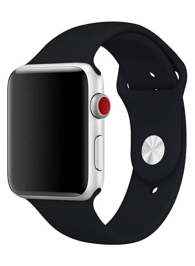 Zaboon Sports Band for Apple Watch 42/44/45mm Soft Silicone Replacement Wrist Strap Compatible with iWatch Apple Watch Series 7/SE/6/5/4/3/2/1 Black  - Image 2