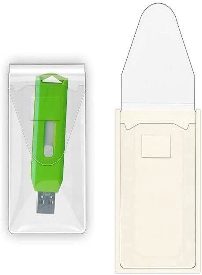 Charm Your Prince حوامل ذاكرة فلاش USB - أكمام شفافة بظهر لاصق وغطاء قابل لإعادة الإغلاق، شريط تخزين قابل لإعادة الاستخدام ومقاوم للغبار، سهل اللصق والتقشير، مناسب للمعلمين والطلاب والشركات - 2 بوصة × 3 7/16 بوصة - عبوة من 50 قطعة - Image 1