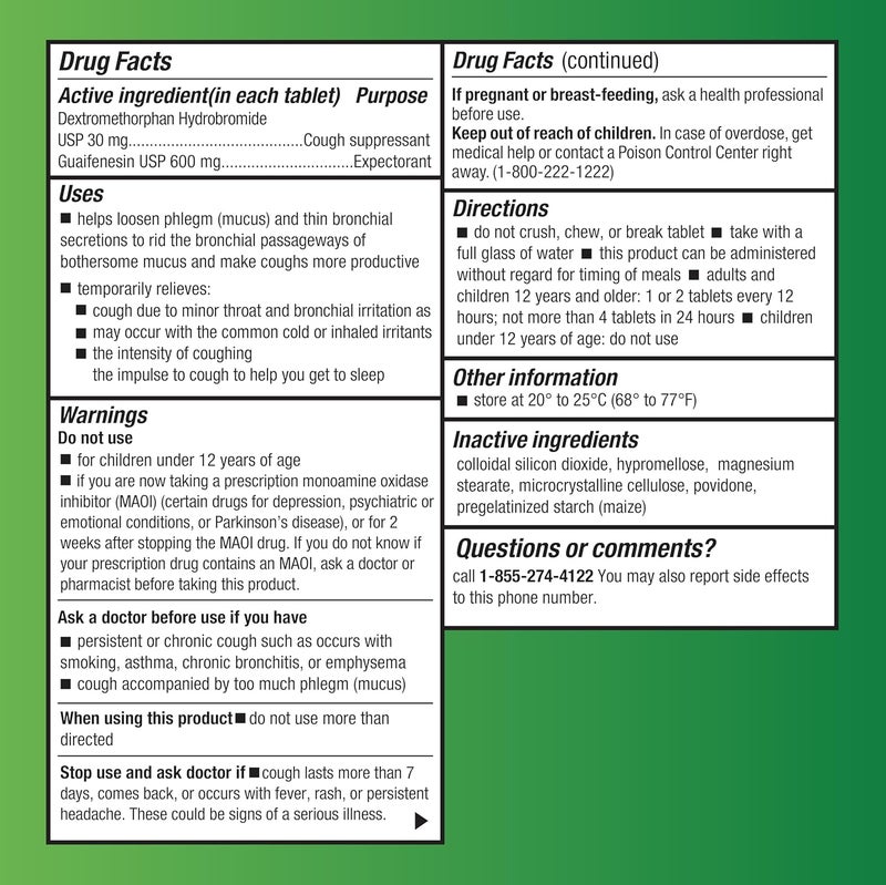 Care Mucus Relief DM12 Hour Guaifenesin Dextromethorphan Hydrobromide ExtendedRelease Tablets 600 mg30 mg 40 Count Pack of 1 Packaging may vary - Image 3