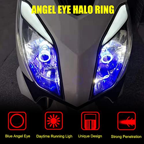 YSY H4 LED Motorcycle Headlight Bulb Hi/Lo Beam 20W 2000LM 6000K Cool White with Blue Angel Eye Daytime Running Light (H4, Angel eye blue) - Image 3