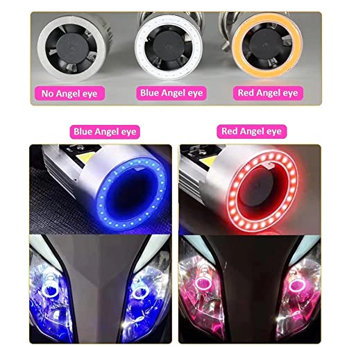 YSY H4 LED Motorcycle Headlight Bulb Hi/Lo Beam 20W 2000LM 6000K Cool White with Blue Angel Eye Daytime Running Light (H4, Angel eye blue) - Image 4