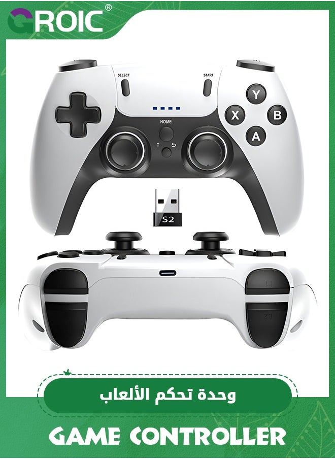 GROIC Wireless Controller for PS4/ Slim/Pro. Wireless Remote Gamepad Compatible with PC/PS4. Built-in 400mAh Battery with Double Shock/3.5 mm jack/6-axis Sensor/Back Buttons (white black)  - Image 1