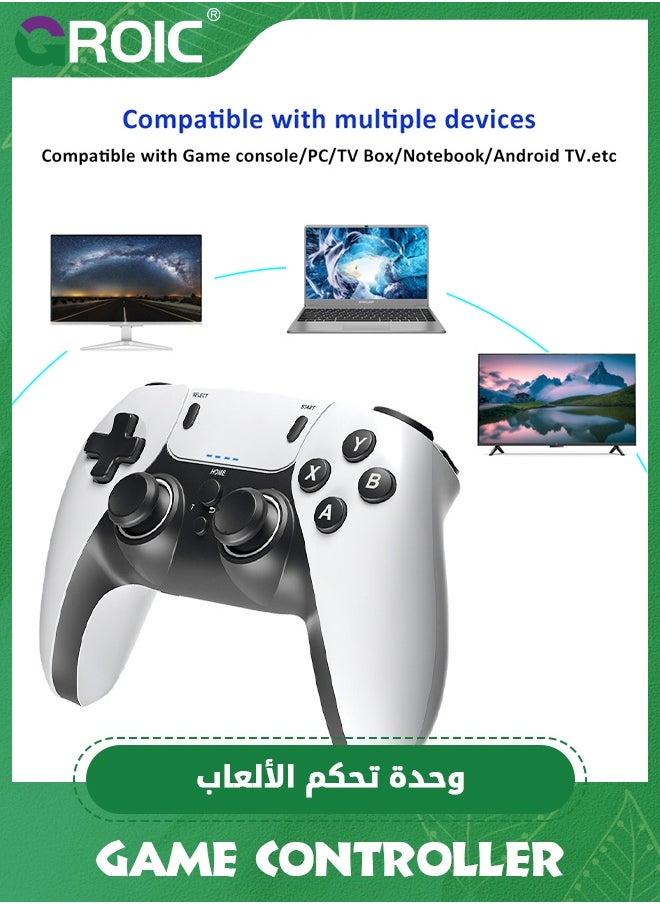 GROIC Wireless Controller for PS4/ Slim/Pro. Wireless Remote Gamepad Compatible with PC/PS4. Built-in 400mAh Battery with Double Shock/3.5 mm jack/6-axis Sensor/Back Buttons (white black)  - Image 4