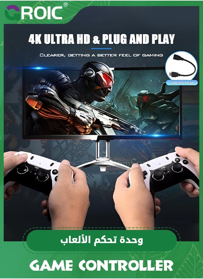 GROIC - Wireless Controller for PS4/ Slim/Pro. Wireless Remote Gamepad Compatible with PC/PS4. Built-in 400mAh Battery with Double Shock/3.5 mm jack/6-axis Sensor/Back Buttons (white black) - Image 1