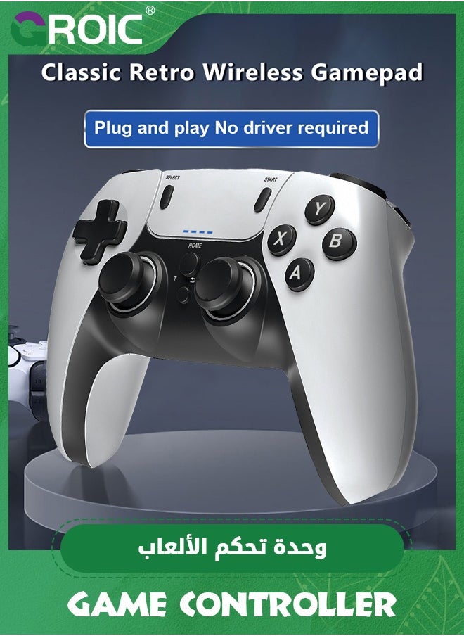 GROIC Wireless Controller for PS4/ Slim/Pro. Wireless Remote Gamepad Compatible with PC/PS4. Built-in 400mAh Battery with Double Shock/3.5 mm jack/6-axis Sensor/Back Buttons (white black)  - Image 2