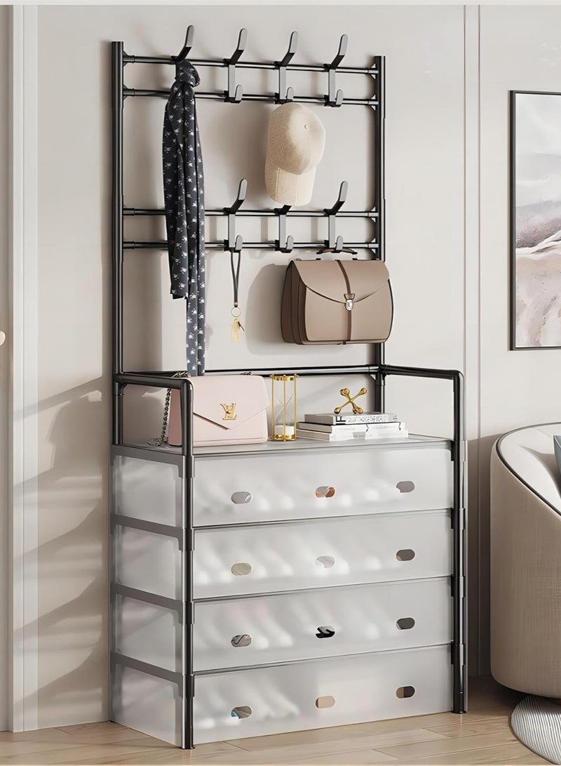 DubaiGallery 5-Tier Shoes & hats All-in-one Shelf with Dust Cover, Multi-Tiers Household Adjustable New Design Modular Shoe Storage Rack with Hanger - Image 2