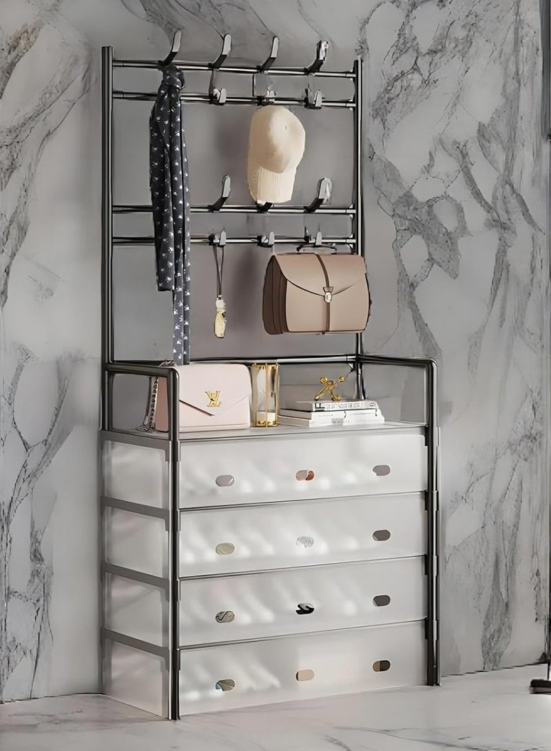 DubaiGallery 5-Tier Shoes & hats All-in-one Shelf with Dust Cover, Multi-Tiers Household Adjustable New Design Modular Shoe Storage Rack with Hanger - Image 4