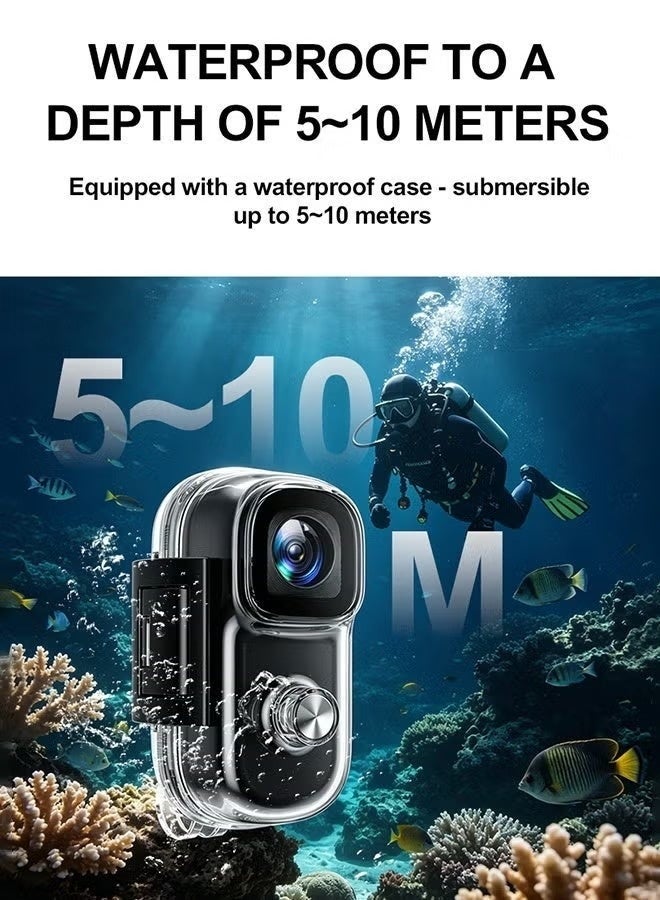 128GB 4K كاميرا العمل الإبهام ، حجم صغير ، جبل في أي مكان ، كاميرا جسم صغيرة مقاومة للماء دراجة عمل فيديو تسجيل كاميرا الجسم ، Vlogging المحمولة ، تسجيل POV بدون أيدي ، كاميرا خوذة لركوب الدراجات ، دراجة نارية ، استقرار الصورة الجيروسكوبية ذات المحور 6 + استقرار الصورة EIS - Image 3