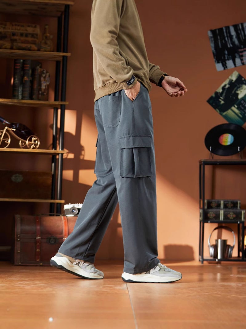 Men'S Pants All-Match Boys 2024 Spring Workwear Sports Pants Men'S Loose Straight Casual Trendy Pants - Image 3