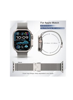 Generic Milanese Mesh Loop Band Compatible with Apple Watch Ultra 1/2 49mm 46mm 45mm 44mm 42mm Men Women, Designer Parachute-Style Metal Buckle Adjustable Strap for iWatch SE Series 10 9 8 7 6 5 4 3 2 1 SE  - Image 4