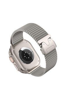 Generic Milanese Mesh Loop Band Compatible with Apple Watch Ultra 1/2 49mm 46mm 45mm 44mm 42mm Men Women, Designer Parachute-Style Metal Buckle Adjustable Strap for iWatch SE Series 10 9 8 7 6 5 4 3 2 1 SE  - Image 1