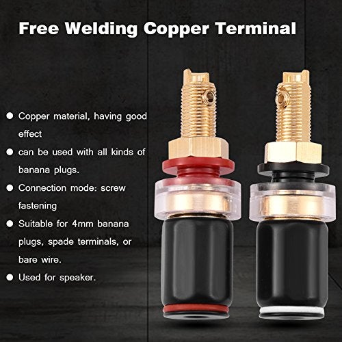 Tangxi 4mm Banana Plug,2 Pcs HiFi Banana Plugs, Welding Copper Terminal for 4mm Banana Socket,Black&Red Banana Jack Binding Post Replacement - Image 2