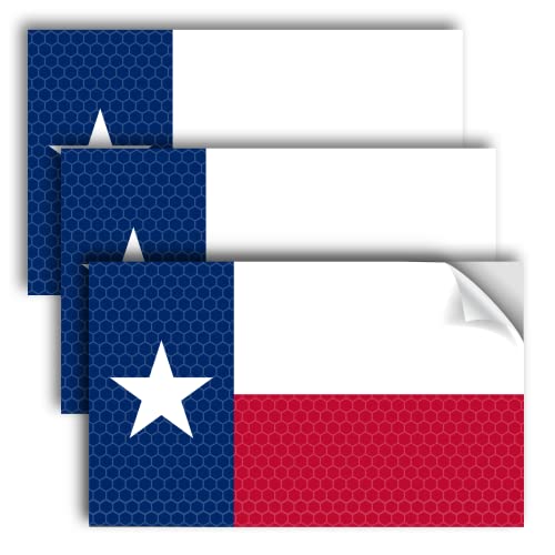 Venicor 3PC Reflective Texas Sticker 5x3 Inches Texas Decals for Car Jeep Truck Logo Lone Star Nation USA American Flag Sticker Window Bumper - Image 1