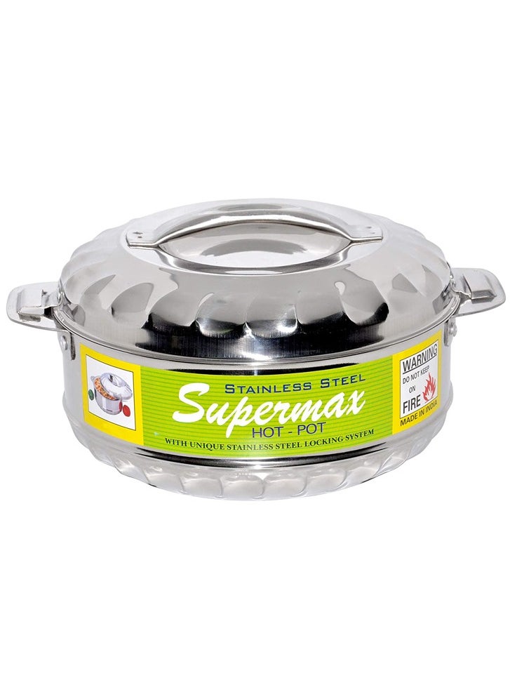 Supermax Stainless Steel Casserole Lightweight Easy to Handle Hotpot with Lid 3Pc Set 1.0L, 1.5L, 2.5L  - Image 2