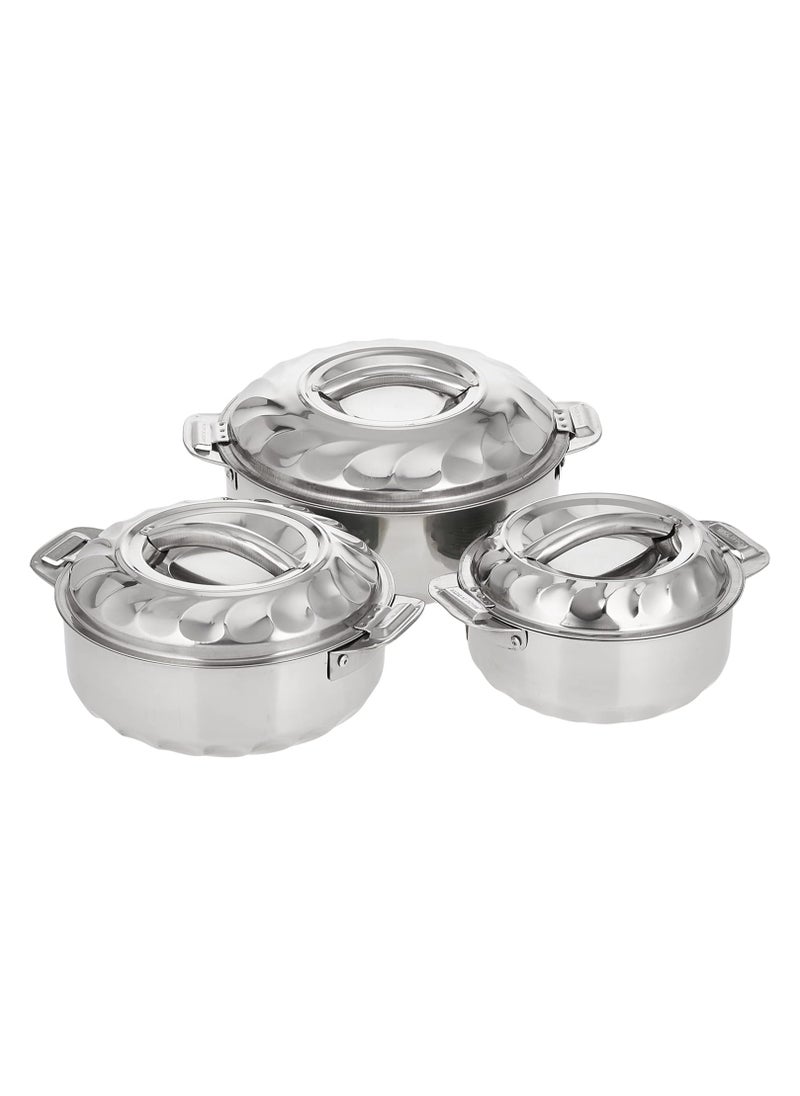 Supermax Stainless Steel Casserole Lightweight Easy to Handle Hotpot with Lid 3Pc Set 1.0L, 1.5L, 2.5L  - Image 1