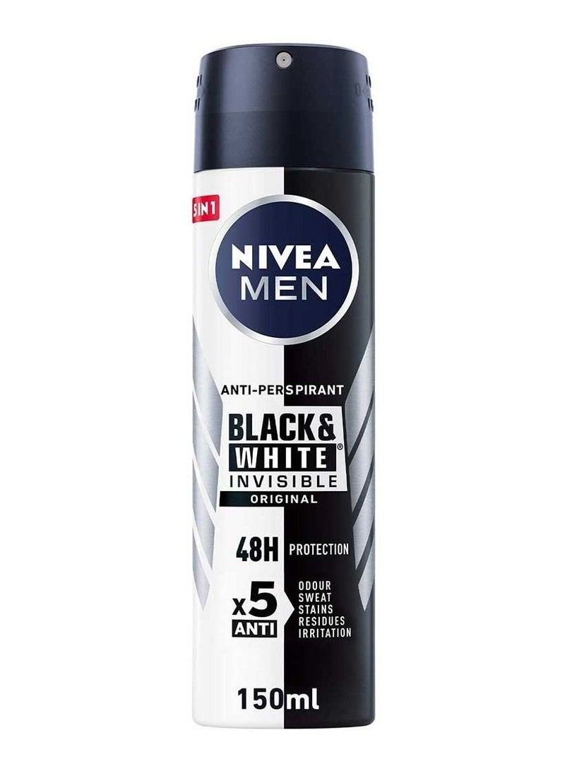 Nivea MEN Black and White Invisible Original Deo Spray Antiperspirant for Men Spray 150ml