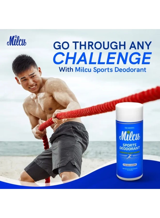 Milcu Sports Deodorant Underarm & Foot Powder - 80 g - Image 2