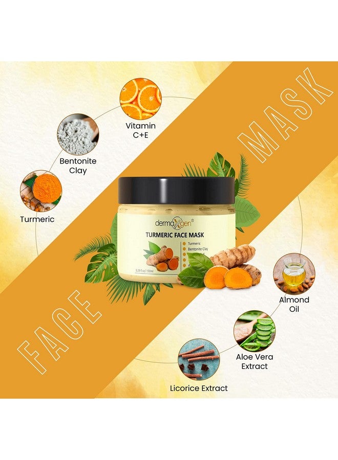 dermaxgen Organic Turmeric Face Mask Detox Clay For Clear Radiant Skin Acne & Scars Reduction Healing Clay Pore Cleansing Facial Mask Improve Skin Tone And Texture Allnatural 5.29Fl Oz - Image 2
