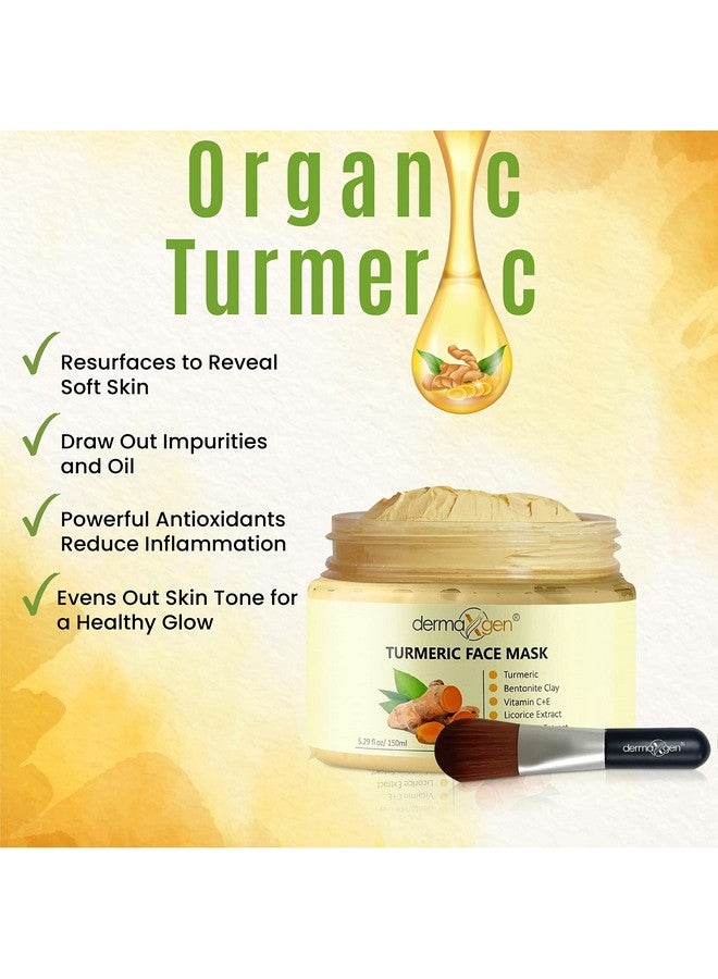dermaxgen Organic Turmeric Face Mask Detox Clay For Clear Radiant Skin Acne & Scars Reduction Healing Clay Pore Cleansing Facial Mask Improve Skin Tone And Texture Allnatural 5.29Fl Oz - Image 3
