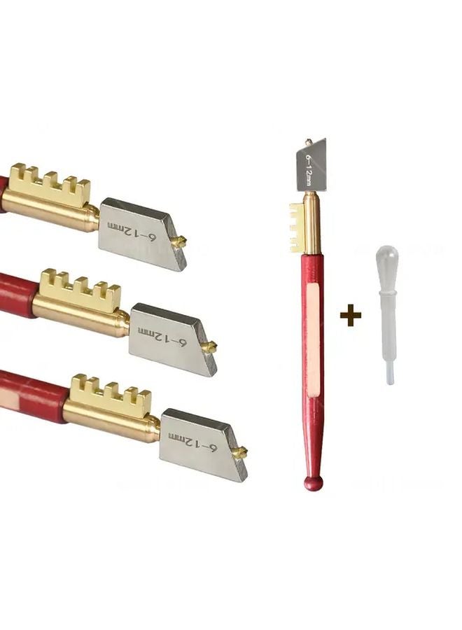1pc Diamond Glass Cutter with Sharp Red Handle Hard Alloy Blade Wooden Grip - Image 2