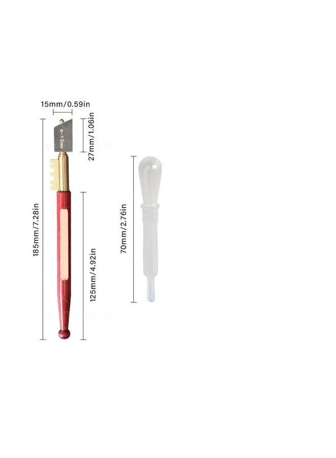 1pc Diamond Glass Cutter with Sharp Red Handle Hard Alloy Blade Wooden Grip - Image 4