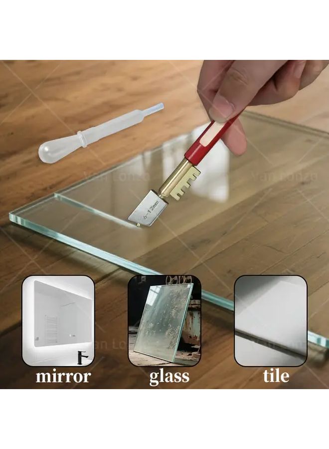 1pc Diamond Glass Cutter with Sharp Red Handle Hard Alloy Blade Wooden Grip - Image 5