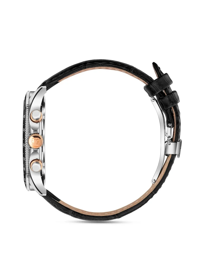 Saint Honore Paris  Le Bourget Black Dial Black Leather Strap Analog Watch for Men 43mm for Men | Best Price UAE