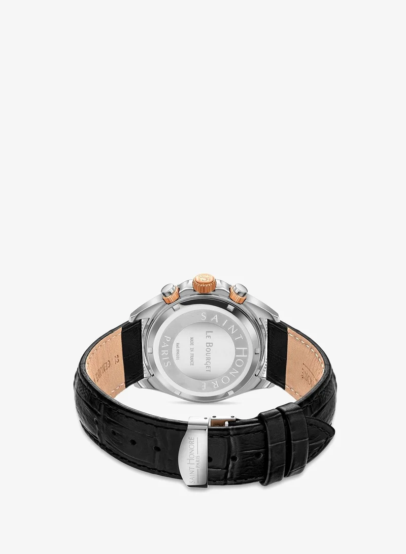 Saint Honore Paris  Le Bourget Black Dial Black Leather Strap Analog Watch for Men 43mm for Men | Best Price UAE