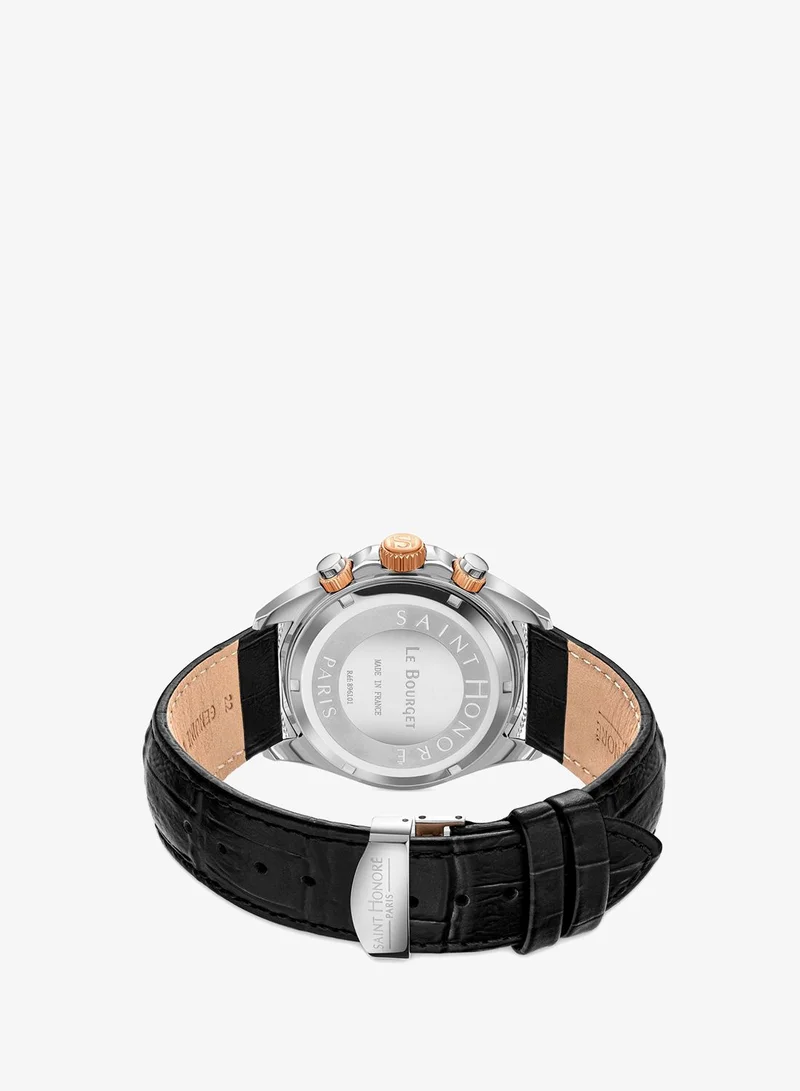 Saint Honore Paris  Le Bourget Black Dial Black Leather Strap Analog Watch for Men 43mm for Men | Best Price UAE