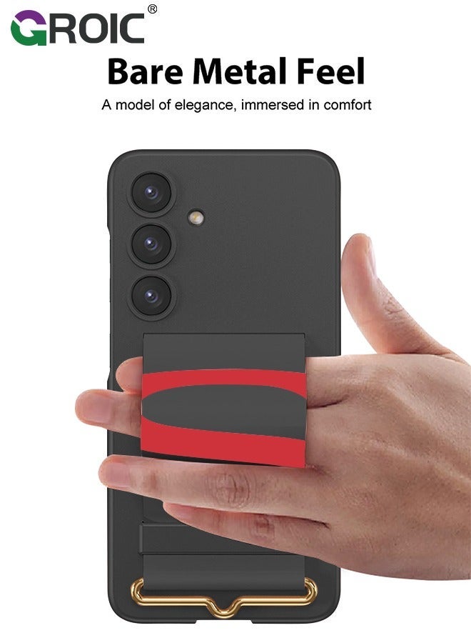 جرويك حافظة هاتف سامسونج جالاكسي S24 بلس بمقبض سيليكون أسود، غطاء صلب مقاوم للصدمات من البولي كربونات، حماية نحيف ورفيع للكاميرا مع حزام جراب ذو ملمس ناعم حريري - Image 4