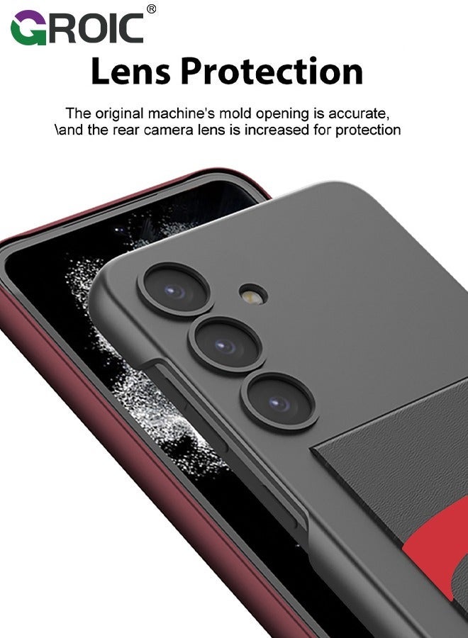 جرويك حافظة هاتف سامسونج جالاكسي S24 بلس بمقبض سيليكون أسود، غطاء صلب مقاوم للصدمات من البولي كربونات، حماية نحيف ورفيع للكاميرا مع حزام جراب ذو ملمس ناعم حريري - Image 5